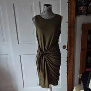 Chic Olive Knot-Front Mini Dress